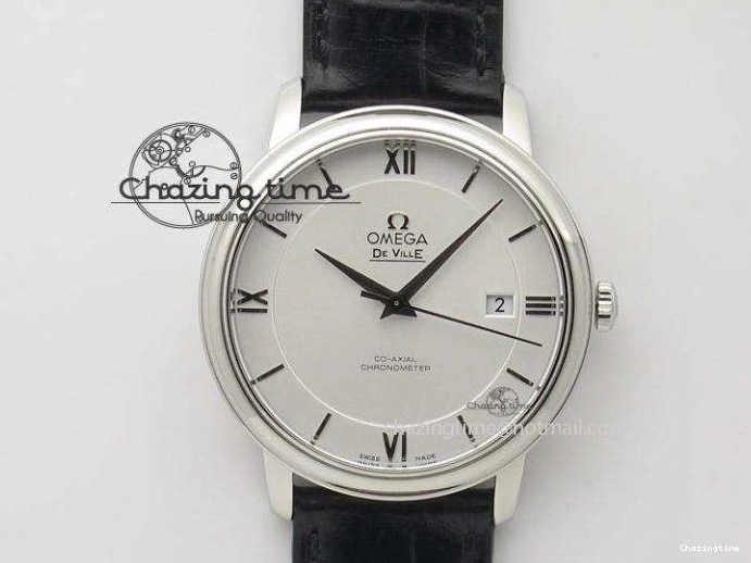 0420 Flexible De Ville MK 1:1 Best Edition SS White Dial On Black Leather Asian Seagull T1701 (Sec@6) 8244